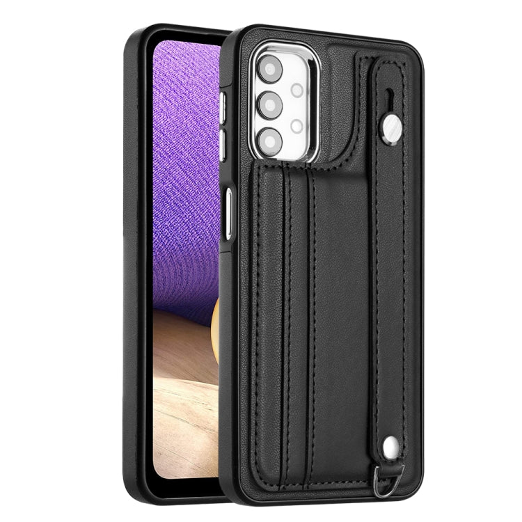Shockproof Leather Phone Case with Wrist Strap, For Samsung Galaxy A22 5G, For Samsung Galaxy S21 FE 5G, For Samsung Galaxy A32 4G, For Samsung Galaxy A72 4G / A72 5G, For Samsung Galaxy A52 4G / A52 5G, For Samsung Galaxy A12 4G / M12                 ...