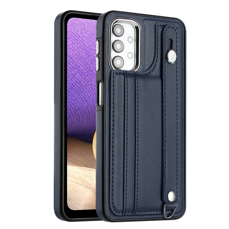 Shockproof Leather Phone Case with Wrist Strap, For Samsung Galaxy A22 5G, For Samsung Galaxy S21 FE 5G, For Samsung Galaxy A32 4G, For Samsung Galaxy A72 4G / A72 5G, For Samsung Galaxy A52 4G / A52 5G, For Samsung Galaxy A12 4G / M12                 ...