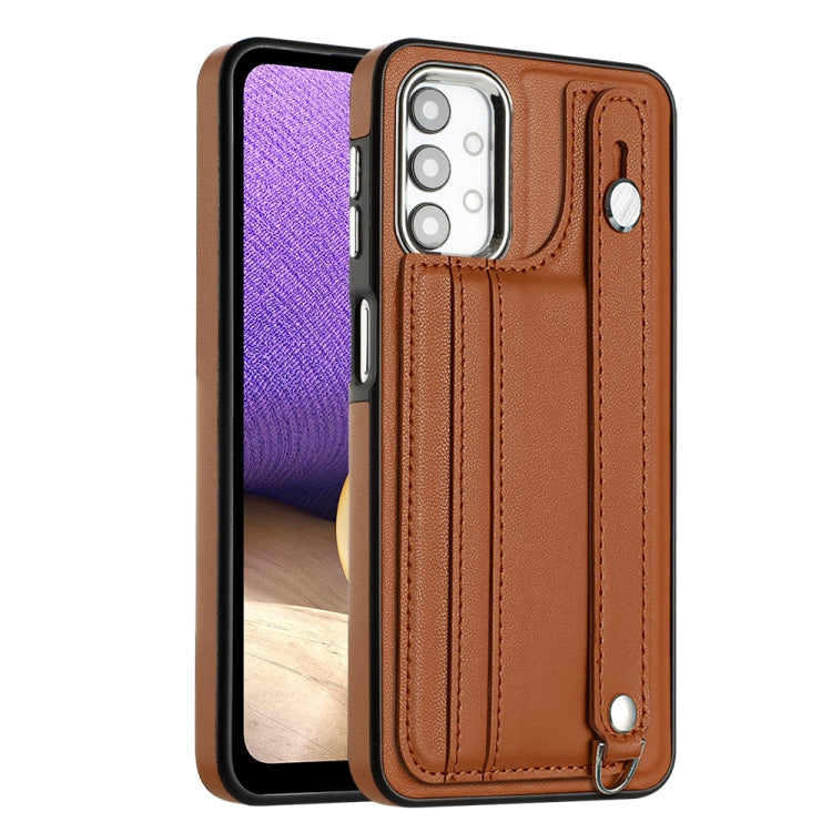 Shockproof Leather Phone Case with Wrist Strap, For Samsung Galaxy A22 5G, For Samsung Galaxy S21 FE 5G, For Samsung Galaxy A32 4G, For Samsung Galaxy A72 4G / A72 5G, For Samsung Galaxy A52 4G / A52 5G, For Samsung Galaxy A12 4G / M12                 ...