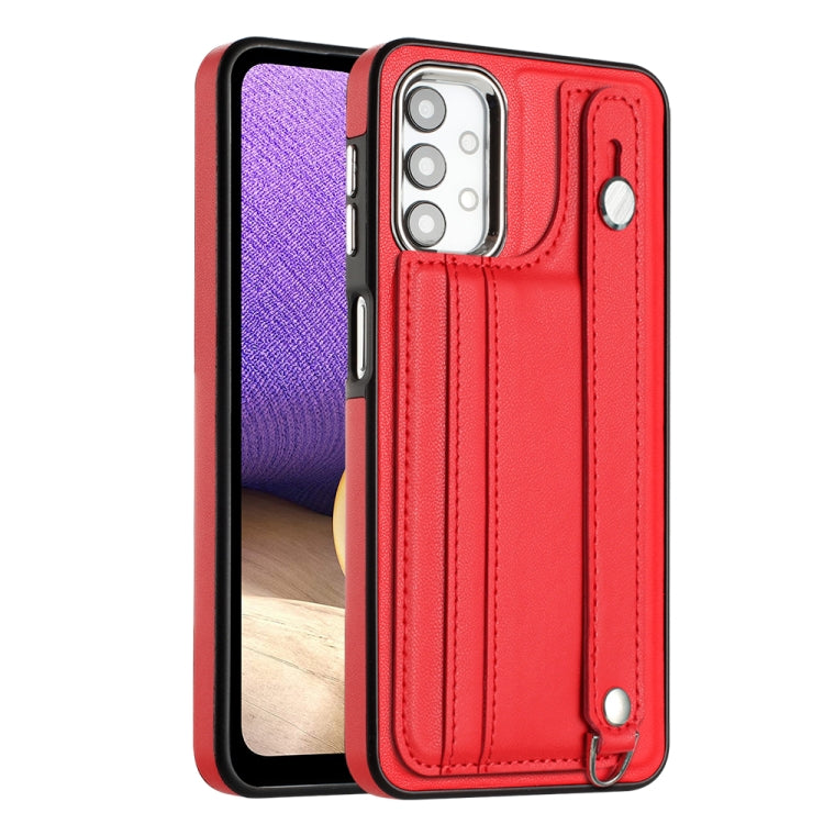 Shockproof Leather Phone Case with Wrist Strap, For Samsung Galaxy A22 5G, For Samsung Galaxy S21 FE 5G, For Samsung Galaxy A32 4G, For Samsung Galaxy A72 4G / A72 5G, For Samsung Galaxy A52 4G / A52 5G, For Samsung Galaxy A12 4G / M12                 ...