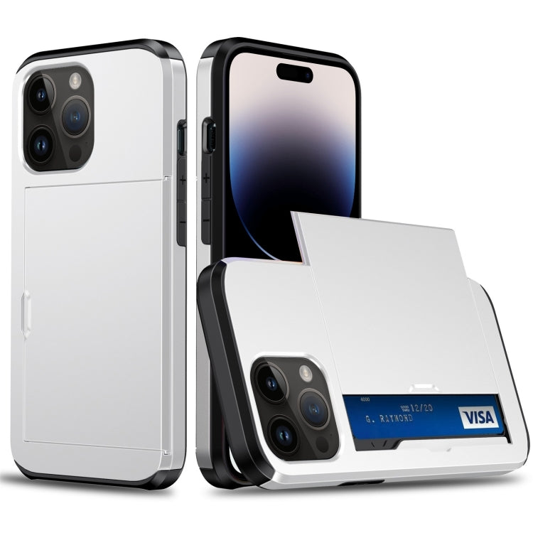 Shockproof Armor Phone Case with Slide Card Slot, For iPhone 15 Pro Max, For iPhone 15 Pro, For iPhone 15 Plus, For iPhone 15