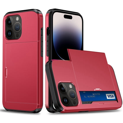 Shockproof Armor Phone Case with Slide Card Slot, For iPhone 15 Pro Max, For iPhone 15 Pro, For iPhone 15 Plus, For iPhone 15