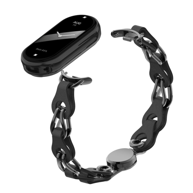 Hollow Leather Chain Magnetic Buckle Watch Band, For Xiaomi Smart Band 10 / 9 / 8