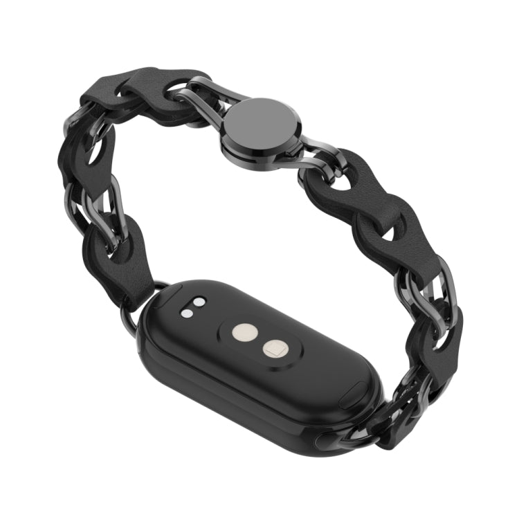 Hollow Leather Chain Magnetic Buckle Watch Band, For Xiaomi Smart Band 10 / 9 / 8