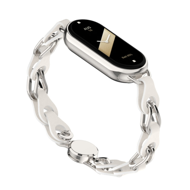 Hollow Leather Chain Magnetic Buckle Watch Band, For Xiaomi Smart Band 10 / 9 / 8