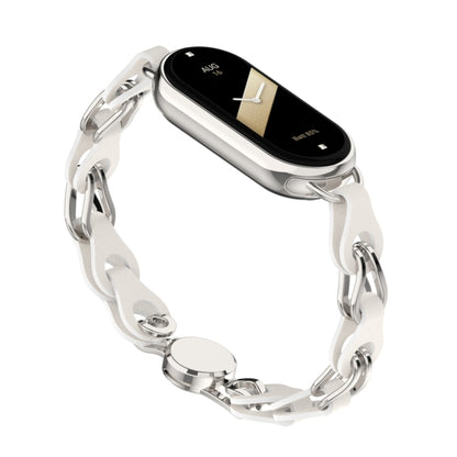 Hollow Leather Chain Magnetic Buckle Watch Band, For Xiaomi Smart Band 10 / 9 / 8