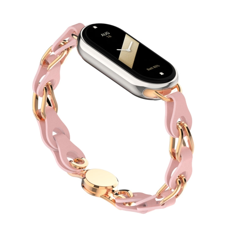 Hollow Leather Chain Magnetic Buckle Watch Band, For Xiaomi Smart Band 10 / 9 / 8