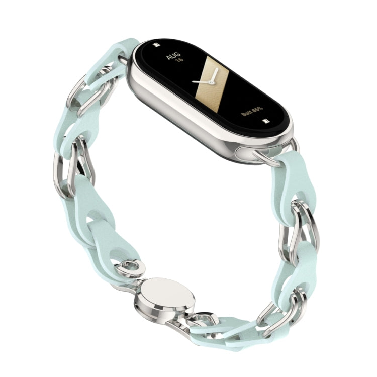 Hollow Leather Chain Magnetic Buckle Watch Band, For Xiaomi Smart Band 10 / 9 / 8