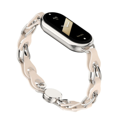 Hollow Leather Chain Magnetic Buckle Watch Band, For Xiaomi Smart Band 10 / 9 / 8