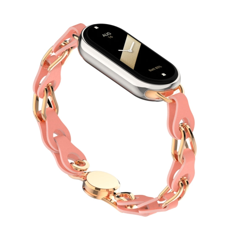 Hollow Leather Chain Magnetic Buckle Watch Band, For Xiaomi Smart Band 10 / 9 / 8