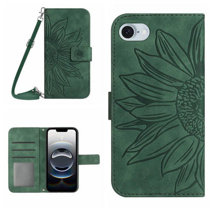 Skin Feel Sun Flower Embossed Flip Leather Phone Case with Lanyard, For iPhone 17e / 16e, For iPhone 17 Pro Max, For iPhone 17 Pro, For iPhone 17