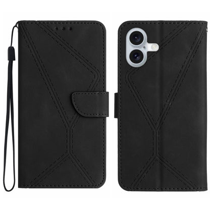 Stitching Embossed Leather Phone Case, For iPhone 16, For iPhone 15 Pro Max, For iPhone 15 Pro, For iPhone 15 Plus, For iPhone 15