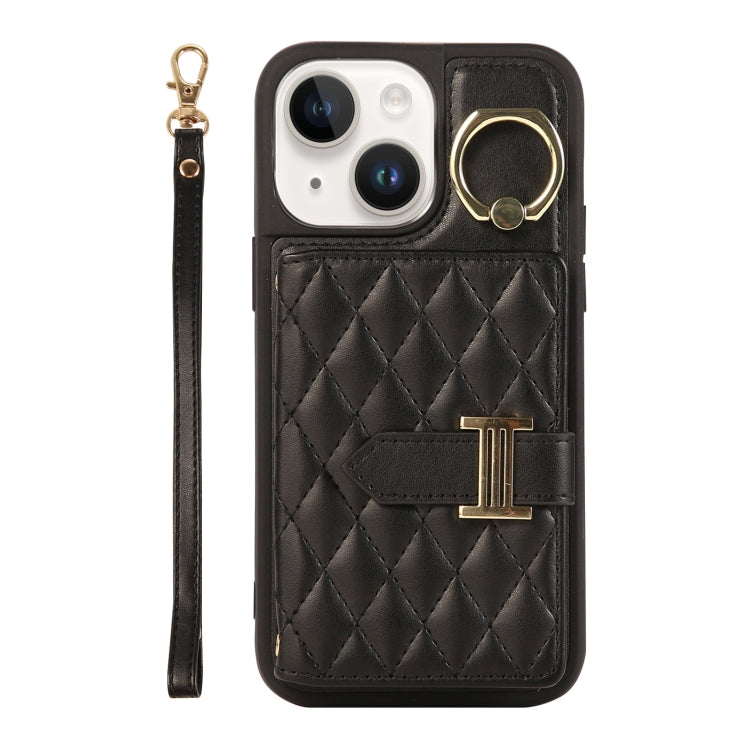 Horizontal Card Bag Ring Holder Phone Case with Dual Lanyard, For iPhone 14 Plus, For iPhone 14, For iPhone 14 Pro, For iPhone 14 Pro Max, For iPhone 13 Pro Max, For iPhone 13 Pro