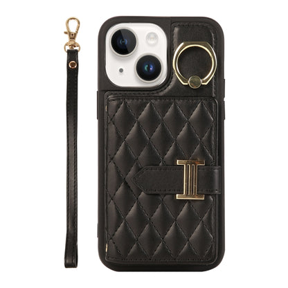 Horizontal Card Bag Ring Holder Phone Case with Dual Lanyard, For iPhone 14 Plus, For iPhone 14, For iPhone 14 Pro, For iPhone 14 Pro Max, For iPhone 13 Pro Max, For iPhone 13 Pro
