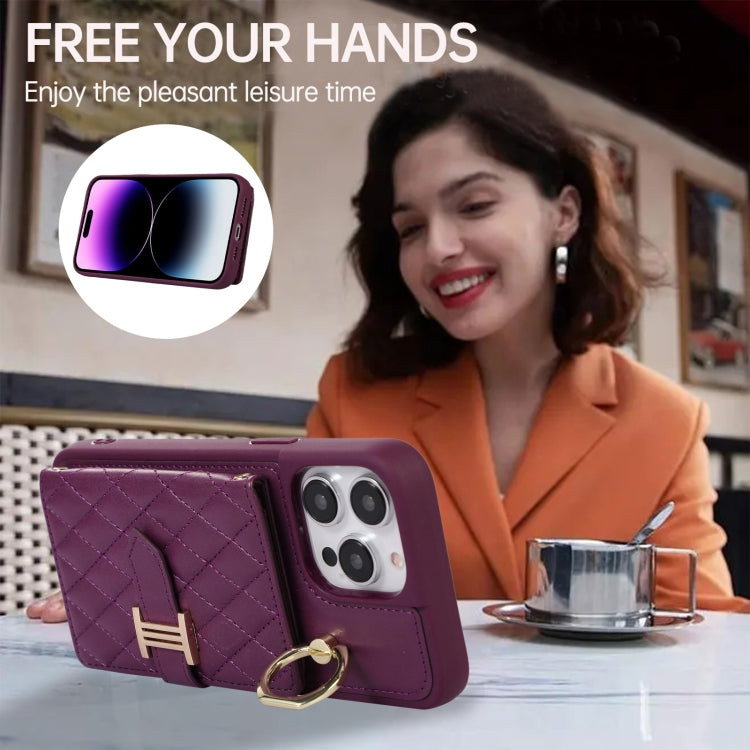 Horizontal Card Bag Ring Holder Phone Case with Dual Lanyard, For iPhone 14 Plus, For iPhone 14, For iPhone 14 Pro, For iPhone 14 Pro Max, For iPhone 13 Pro Max, For iPhone 13 Pro