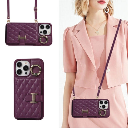 Horizontal Card Bag Ring Holder Phone Case with Dual Lanyard, For iPhone 14 Plus, For iPhone 14, For iPhone 14 Pro, For iPhone 14 Pro Max, For iPhone 13 Pro Max, For iPhone 13 Pro