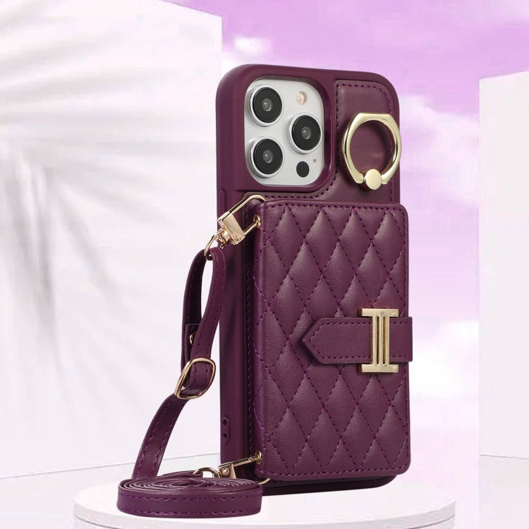 Horizontal Card Bag Ring Holder Phone Case with Dual Lanyard, For iPhone 13, For iPhone 12, For iPhone 12 Pro Max, For iPhone 12 Pro, For iPhone 11 Pro Max, For iPhone 11