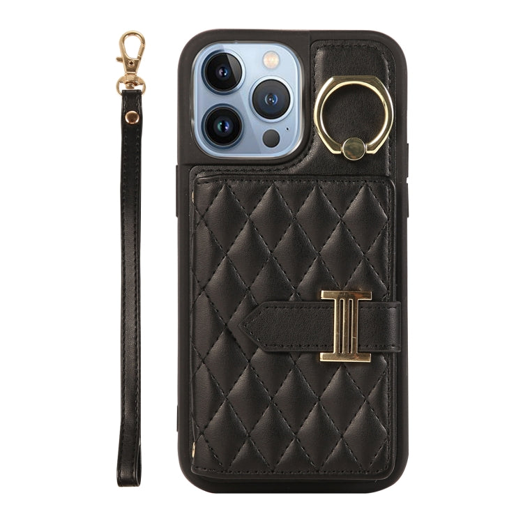 Horizontal Card Bag Ring Holder Phone Case with Dual Lanyard, For iPhone 14 Plus, For iPhone 14, For iPhone 14 Pro, For iPhone 14 Pro Max, For iPhone 13 Pro Max, For iPhone 13 Pro