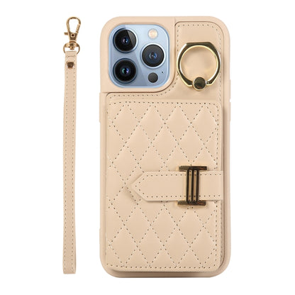 Horizontal Card Bag Ring Holder Phone Case with Dual Lanyard, For iPhone 14 Plus, For iPhone 14, For iPhone 14 Pro, For iPhone 14 Pro Max, For iPhone 13 Pro Max, For iPhone 13 Pro