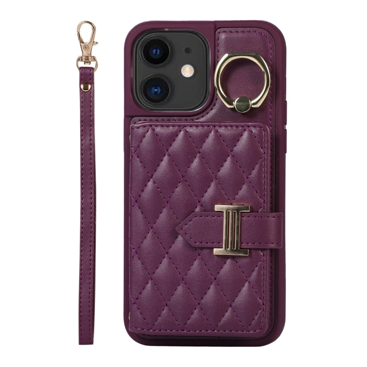 Horizontal Card Bag Ring Holder Phone Case with Dual Lanyard, For iPhone 13, For iPhone 12, For iPhone 12 Pro Max, For iPhone 12 Pro, For iPhone 11 Pro Max, For iPhone 11