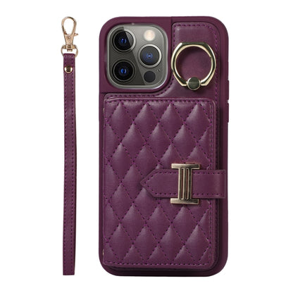 Horizontal Card Bag Ring Holder Phone Case with Dual Lanyard, For iPhone 13, For iPhone 12, For iPhone 12 Pro Max, For iPhone 12 Pro, For iPhone 11 Pro Max, For iPhone 11