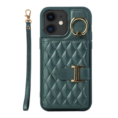 Horizontal Card Bag Ring Holder Phone Case with Dual Lanyard, For iPhone 13, For iPhone 12, For iPhone 12 Pro Max, For iPhone 12 Pro, For iPhone 11 Pro Max, For iPhone 11