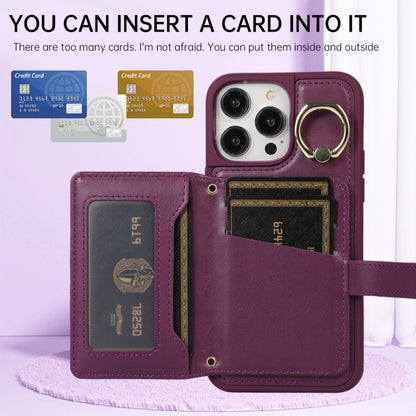 Horizontal Card Bag Ring Holder Phone Case with Dual Lanyard, For iPhone 11 Pro, For iPhone X / XS, For iPhone XR, For iPhone XS Max