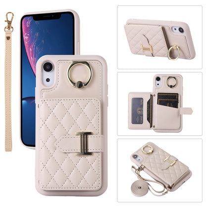 Horizontal Card Bag Ring Holder Phone Case with Dual Lanyard, For iPhone 11 Pro, For iPhone X / XS, For iPhone XR, For iPhone XS Max