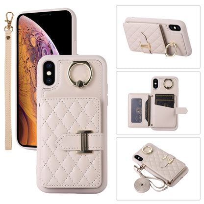 Horizontal Card Bag Ring Holder Phone Case with Dual Lanyard, For iPhone 11 Pro, For iPhone X / XS, For iPhone XR, For iPhone XS Max