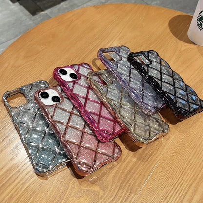 3D Diamond Lattice Laser Engraving Glitter Paper Phone Case, For iPhone 15 Pro Max, For iPhone 14 / 13, For iPhone 14 Pro, For iPhone 15 Pro, For iPhone 14 Pro Max, For iPhone 13 Pro Max, For iPhone 15, For iPhone 13 Pro