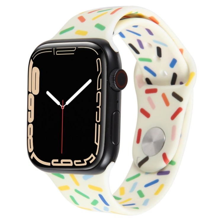 Rainbow Raindrops Silicone Watch Band, For Apple Watch 9 41mm, For Apple Watch SE 2022 44mm, For Apple Watch 7 41mm, For Apple Watch 7 45mm