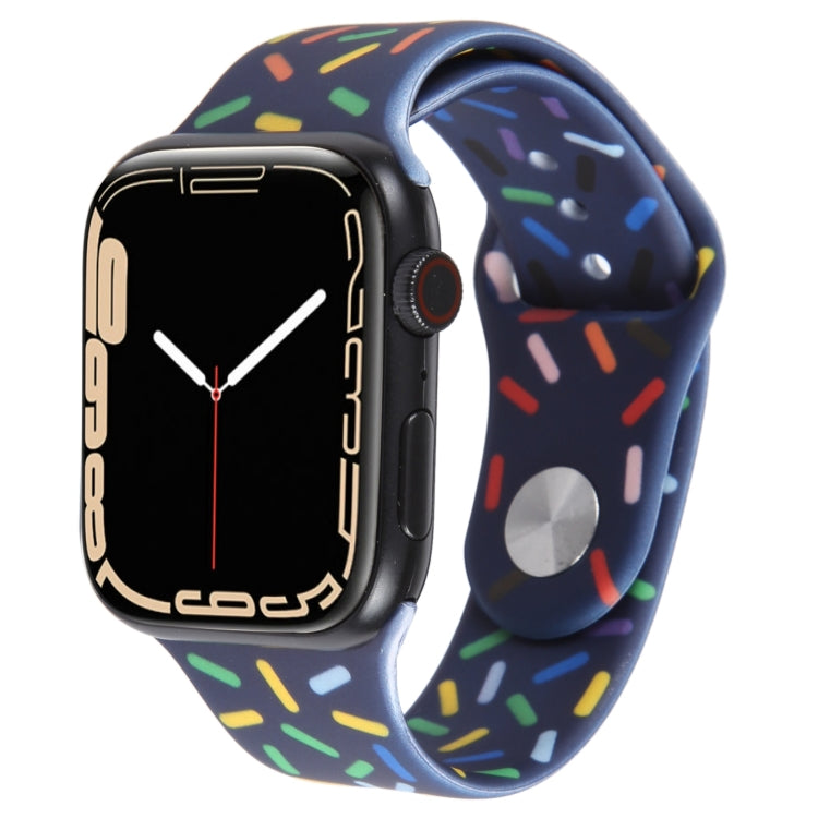 Rainbow Raindrops Silicone Watch Band, For Apple Watch Ultra 2 49mm, For Apple Watch 8 45mm, For Apple Watch 9 45mm, For Apple Watch SE 2022 40mm