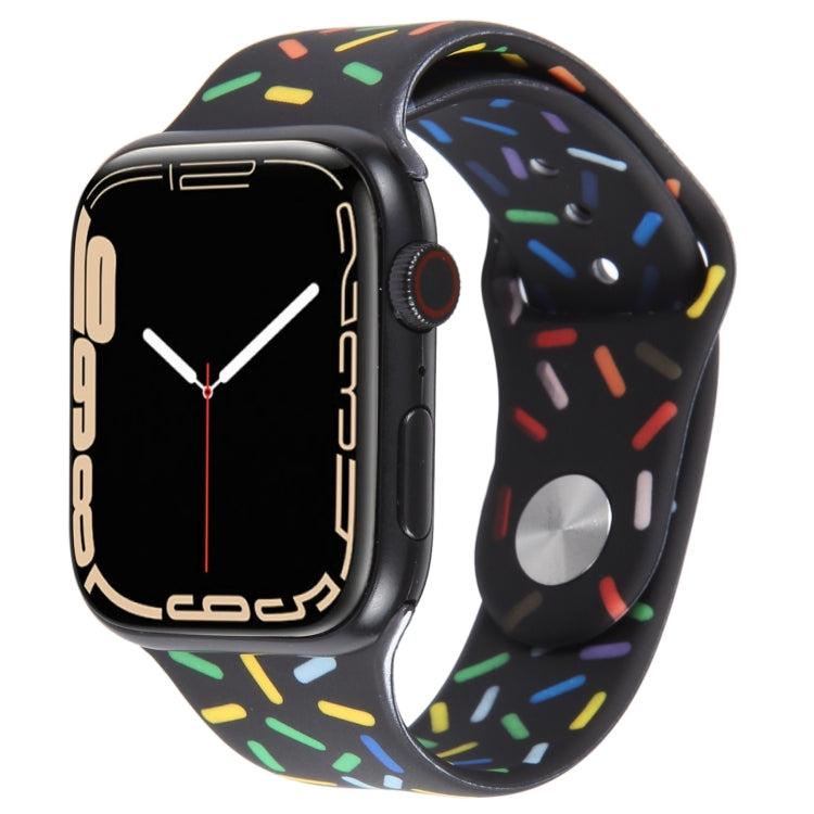 Rainbow Raindrops Silicone Watch Band, For Apple Watch Ultra 2 49mm, For Apple Watch 8 45mm, For Apple Watch 9 45mm, For Apple Watch SE 2022 40mm
