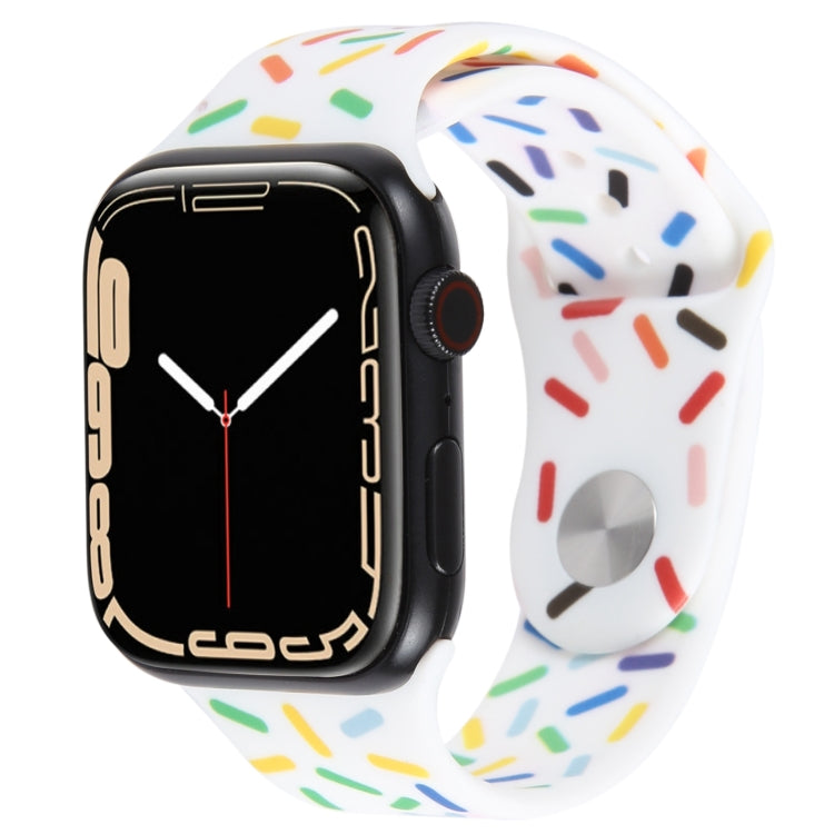 Rainbow Raindrops Silicone Watch Band, For Apple Watch 9 41mm, For Apple Watch SE 2022 44mm, For Apple Watch 7 41mm, For Apple Watch 7 45mm