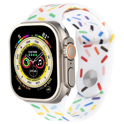 Rainbow Raindrops Silicone Watch Band, For Apple Watch Ultra 2 49mm, For Apple Watch 8 45mm, For Apple Watch 9 45mm, For Apple Watch SE 2022 40mm