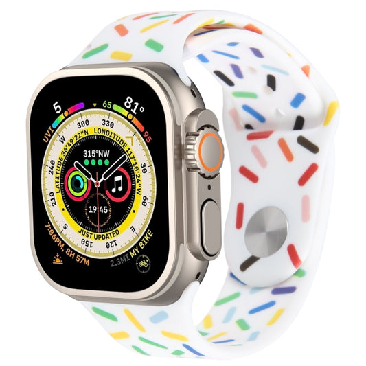 Rainbow Raindrops Silicone Watch Band, For Apple Watch Ultra 2 49mm, For Apple Watch 8 45mm, For Apple Watch 9 45mm, For Apple Watch SE 2022 40mm