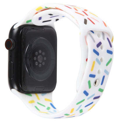 Rainbow Raindrops Silicone Watch Band, For Apple Watch Ultra 2 49mm, For Apple Watch 8 45mm, For Apple Watch 9 45mm, For Apple Watch SE 2022 40mm