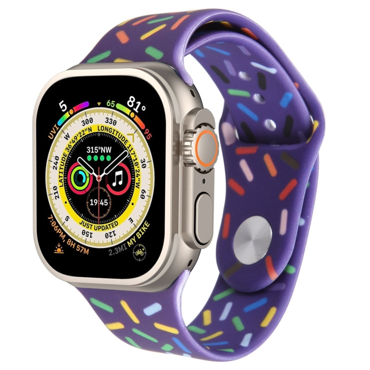 Rainbow Raindrops Silicone Watch Band, For Apple Watch Ultra 2 49mm, For Apple Watch 8 45mm, For Apple Watch 9 45mm, For Apple Watch SE 2022 40mm