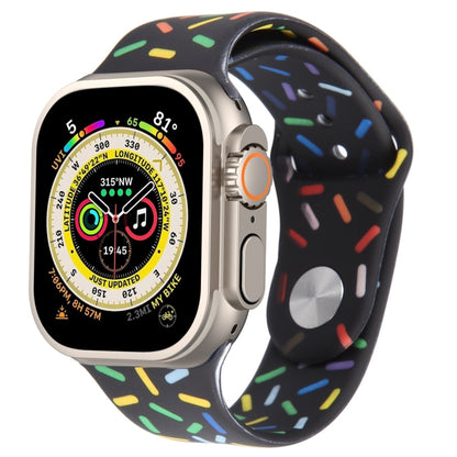 Rainbow Raindrops Silicone Watch Band, For Apple Watch Ultra 2 49mm, For Apple Watch 8 45mm, For Apple Watch 9 45mm, For Apple Watch SE 2022 40mm