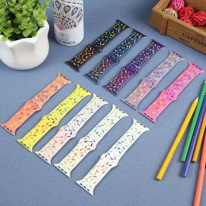 Rainbow Raindrops Silicone Watch Band, For Apple Watch SE 2023 44mm, For Apple Watch Ultra 49mm, For Apple Watch SE 2023 40mm, For Apple Watch 8 41mm