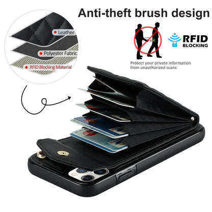 Rhombic Texture Card Bag Phone Case with Long Lanyard, For iPhone 11 Pro Max, For iPhone 11, For iPhone 11 Pro, For iPhone XR, For iPhone XS Max