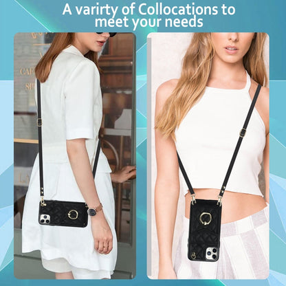 Rhombic Texture Card Bag Phone Case with Long Lanyard, For iPhone 11 Pro Max, For iPhone 11, For iPhone 11 Pro, For iPhone XR, For iPhone XS Max