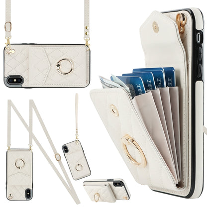 Rhombic Texture Card Bag Phone Case with Long Lanyard, For iPhone 11 Pro Max, For iPhone 11, For iPhone 11 Pro, For iPhone XR, For iPhone XS Max
