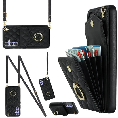 Rhombic Texture Card Bag Phone Case with Long Lanyard, For Samsung Galaxy S24 5G, For Samsung Galaxy A54 5G, For Samsung Galaxy S23 Ultra 5G, For Samsung Galaxy S23+ 5G, For Samsung Galaxy S23 5G, For Samsung Galaxy Note20 Ultra