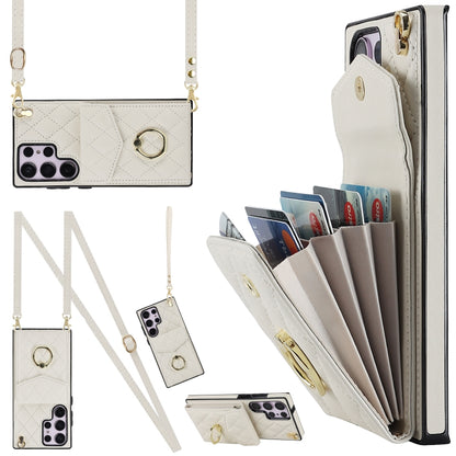 Rhombic Texture Card Bag Phone Case with Long Lanyard, For Samsung Galaxy S24 5G, For Samsung Galaxy A54 5G, For Samsung Galaxy S23 Ultra 5G, For Samsung Galaxy S23+ 5G, For Samsung Galaxy S23 5G, For Samsung Galaxy Note20 Ultra