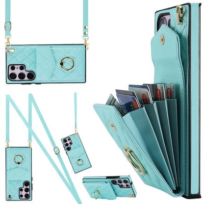 Rhombic Texture Card Bag Phone Case with Long Lanyard, For Samsung Galaxy S24 5G, For Samsung Galaxy A54 5G, For Samsung Galaxy S23 Ultra 5G, For Samsung Galaxy S23+ 5G, For Samsung Galaxy S23 5G, For Samsung Galaxy Note20 Ultra