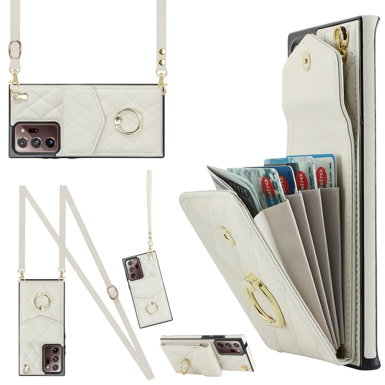 Rhombic Texture Card Bag Phone Case with Long Lanyard, For Samsung Galaxy S24 5G, For Samsung Galaxy A54 5G, For Samsung Galaxy S23 Ultra 5G, For Samsung Galaxy S23+ 5G, For Samsung Galaxy S23 5G, For Samsung Galaxy Note20 Ultra
