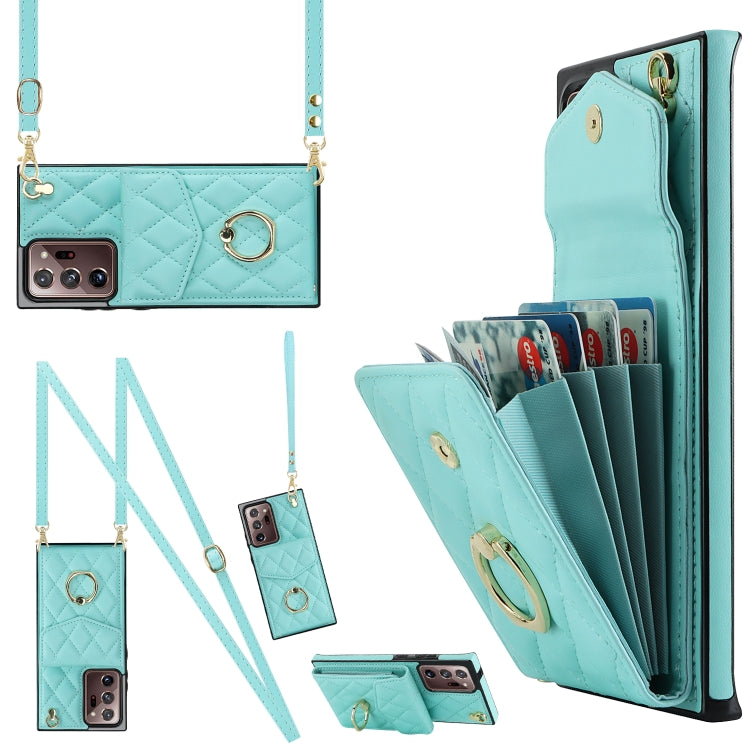 Rhombic Texture Card Bag Phone Case with Long Lanyard, For Samsung Galaxy S24 5G, For Samsung Galaxy A54 5G, For Samsung Galaxy S23 Ultra 5G, For Samsung Galaxy S23+ 5G, For Samsung Galaxy S23 5G, For Samsung Galaxy Note20 Ultra
