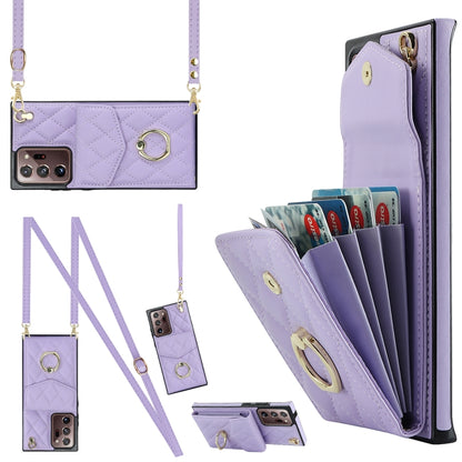 Rhombic Texture Card Bag Phone Case with Long Lanyard, For Samsung Galaxy S24 5G, For Samsung Galaxy A54 5G, For Samsung Galaxy S23 Ultra 5G, For Samsung Galaxy S23+ 5G, For Samsung Galaxy S23 5G, For Samsung Galaxy Note20 Ultra