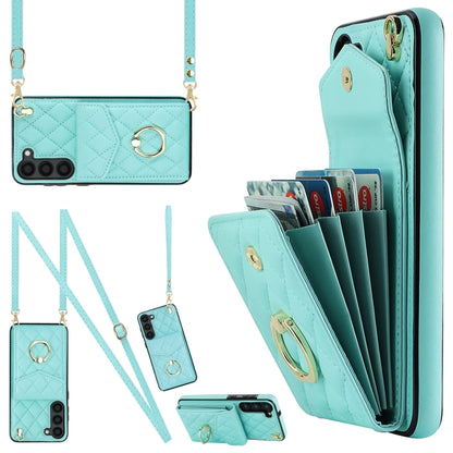 Rhombic Texture Card Bag Phone Case with Long Lanyard, For Samsung Galaxy S26+ 5G, For Samsung Galaxy S26 Ultra 5G, For Samsung Galaxy S26 5G, For Samsung Galaxy S25 Edge 5G, For Samsung Galaxy S24 Ultra 5G, For Samsung Galaxy S24+ 5G